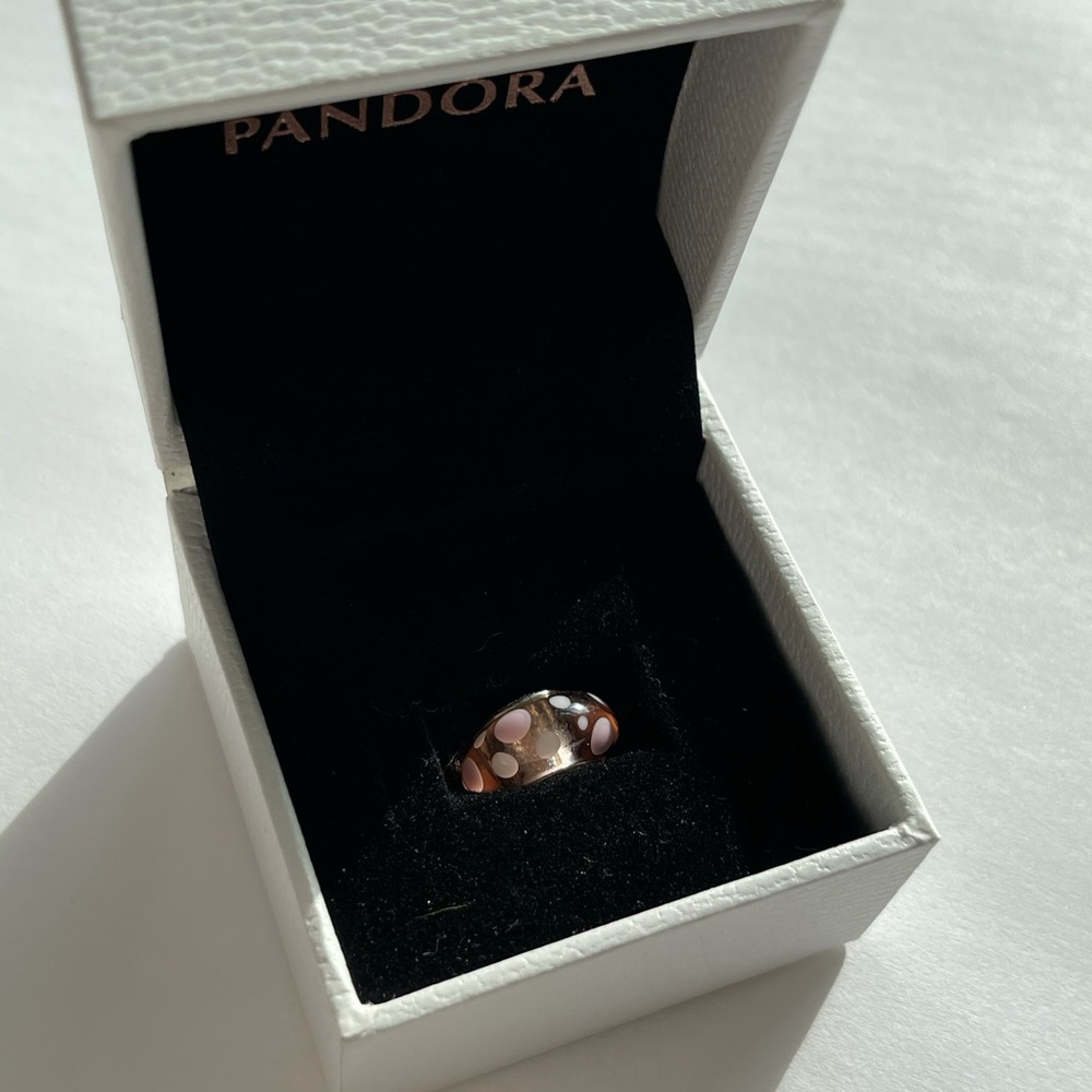 Pandora Glass Pink Dotted Polka Dot Glass Murano Charm EUC